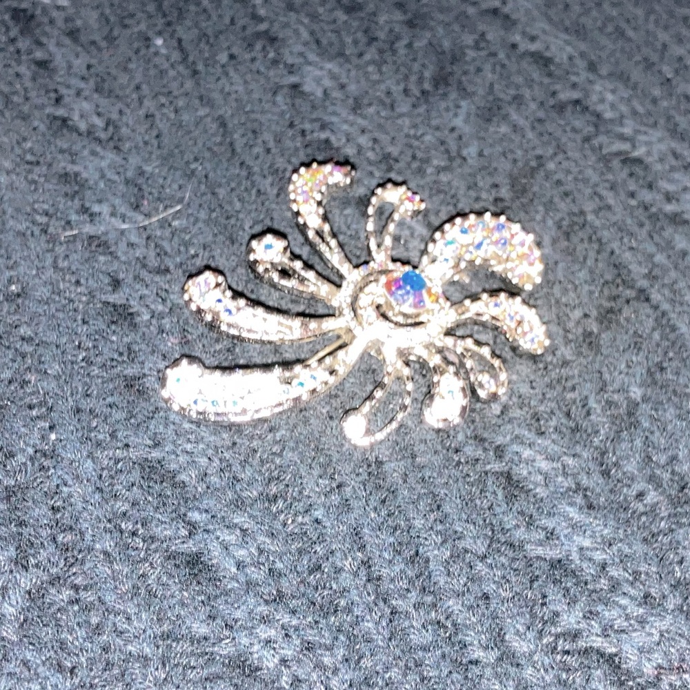 Swarovski crystals and silver swirl brooch